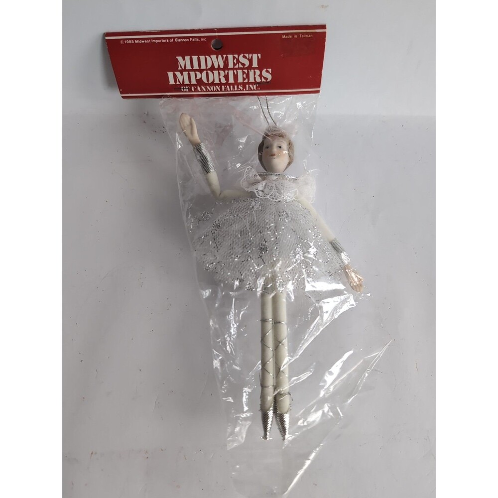 Vtg Ballerina Christmas Ornament Porcelain Midwest Cannon Falls Doll NIP